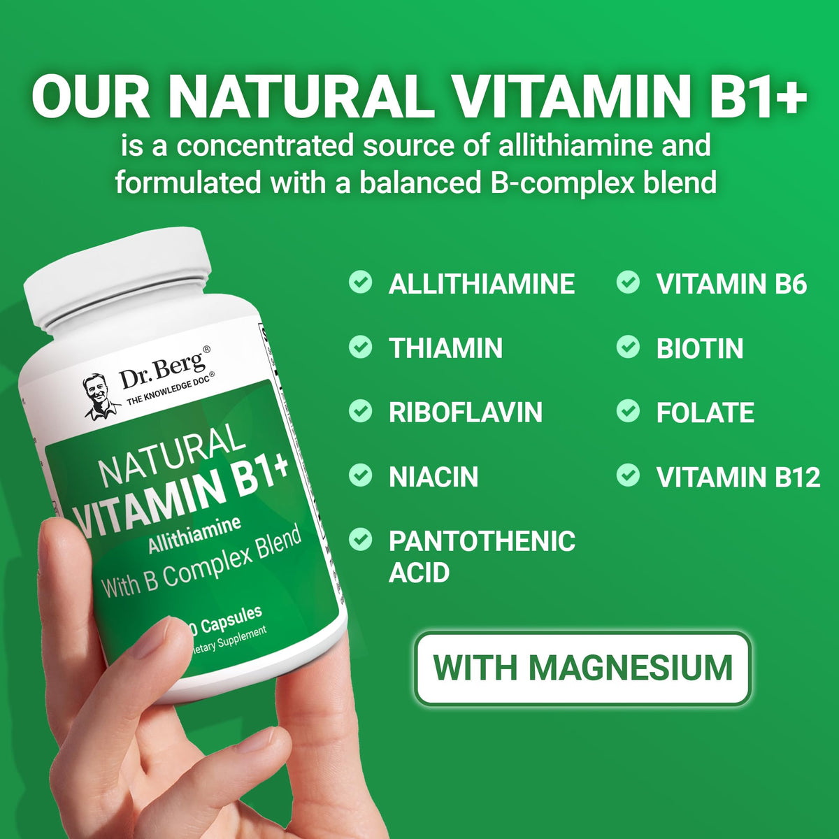 Gros plan sur les capsules de vitamines B de Dr. Berg