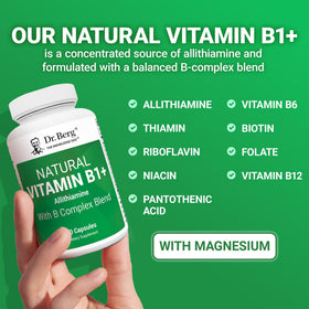 Gros plan sur les capsules de vitamines B de Dr. Berg
