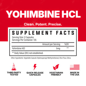 Gros plan sur les capsules de Yohimbine HCl de Huge Supplements