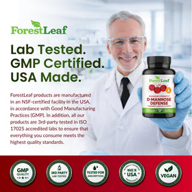 Gros plan sur les capsules ForestLeaf D Mannose 1000mg
