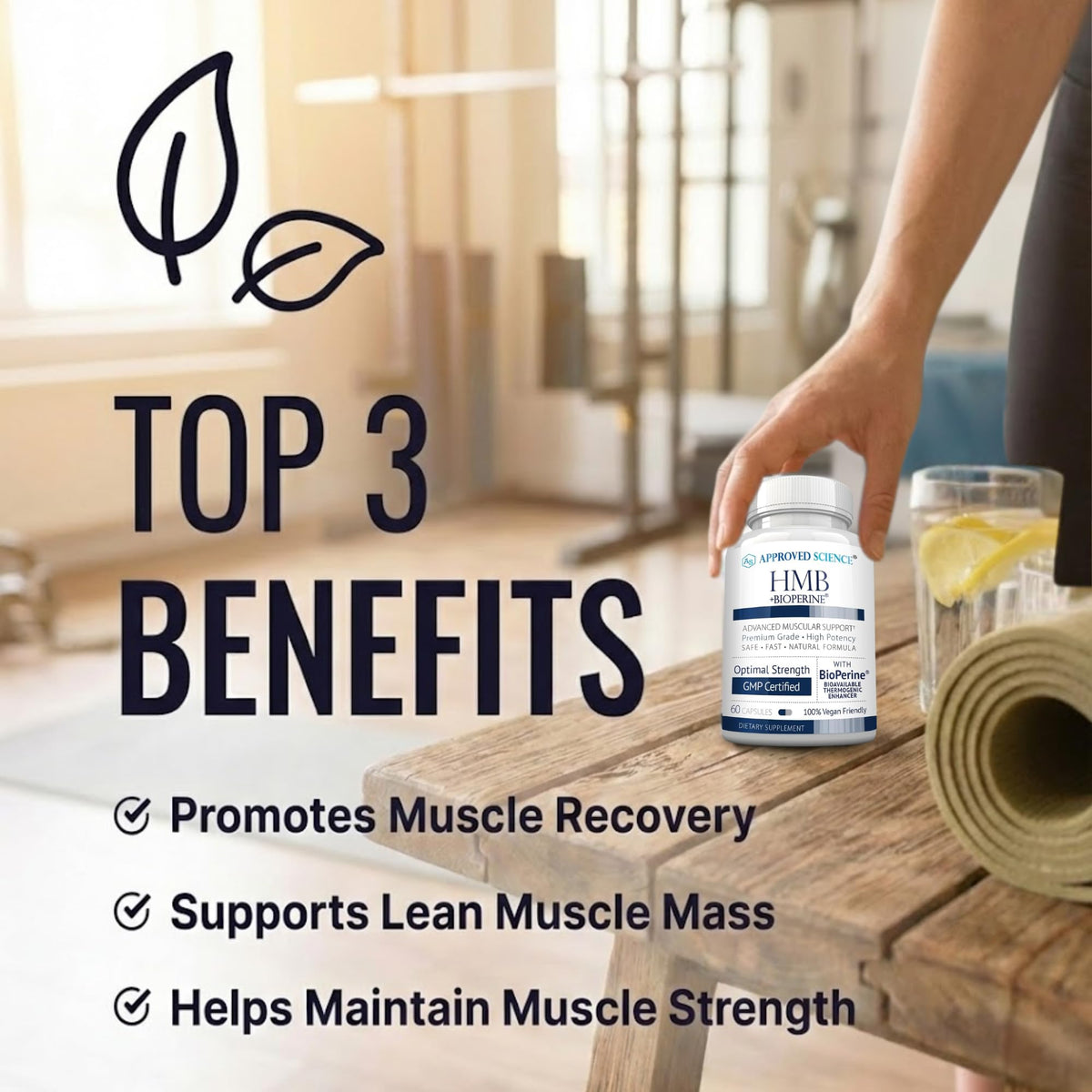 Gros plan sur les capsules HMB Approved Science