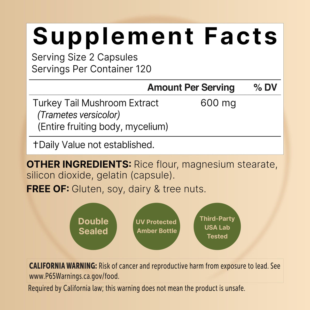 Gros plan sur les capsules NatureBell Extraits de Champignon Turkey Tail