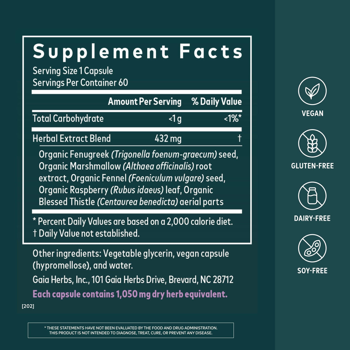 Gros plan sur les capsules végétales Gaia Herbs Soutien à l'Allaitement