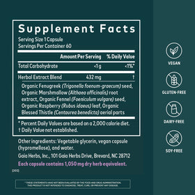 Gros plan sur les capsules végétales Gaia Herbs Soutien à l'Allaitement