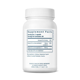 Gros plan sur les capsules Vital Nutrients D3 + K2