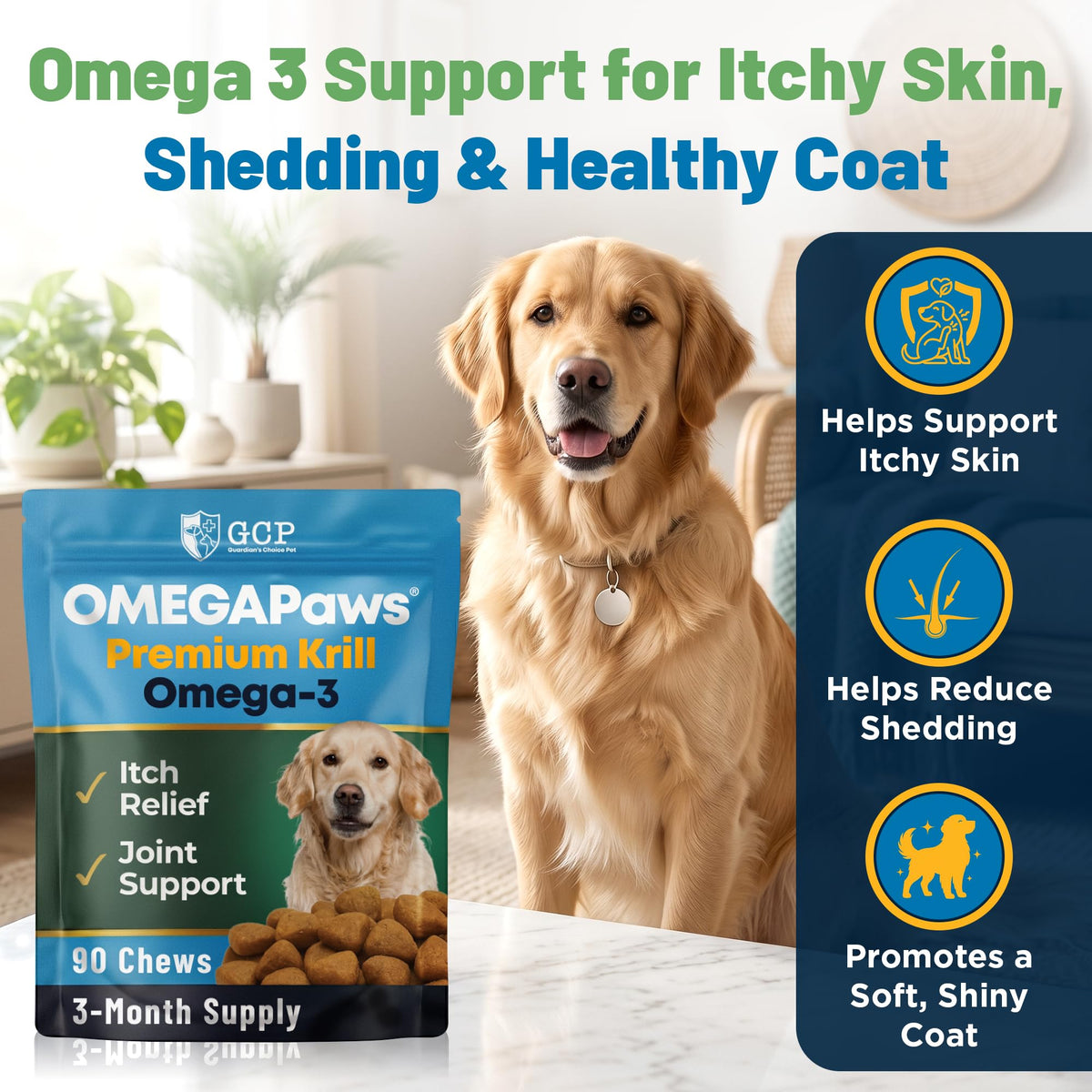 Gros plan sur les chews Omega 3 avec saveur poulet