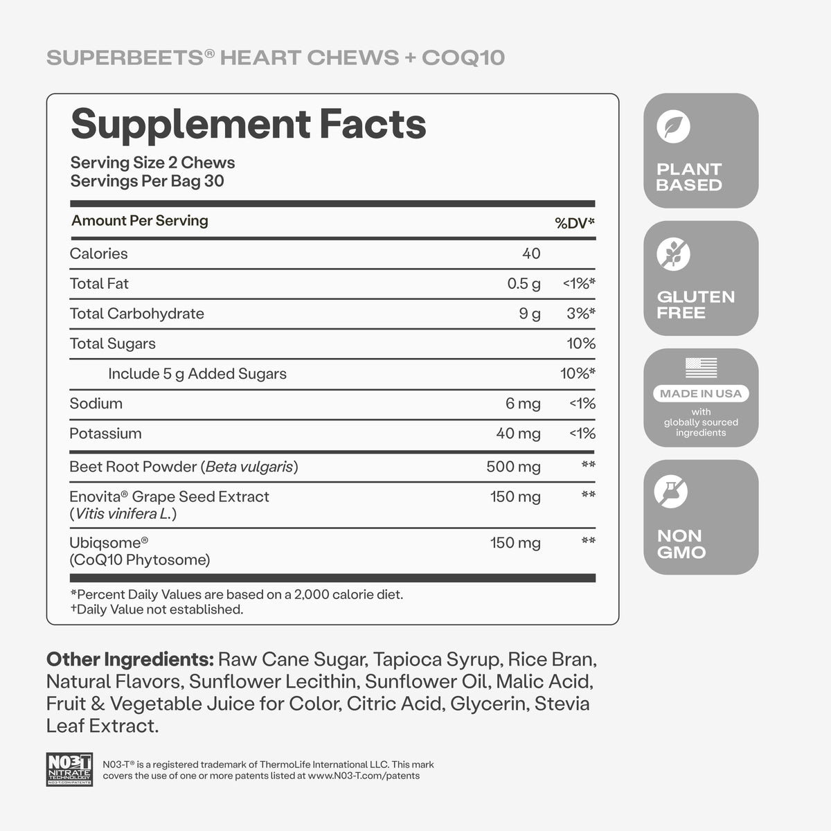 Gros plan sur un bonbon HumanN SuperBeets Chews