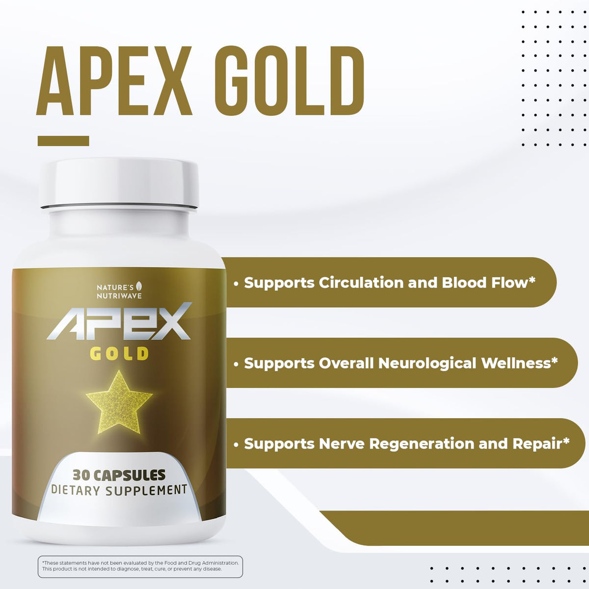 Gros plan sur une capsule Apex Gold avec étiquette détaillée