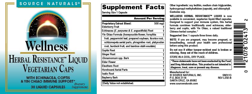 Gros plan sur une capsule d'Echinacea Source Naturals