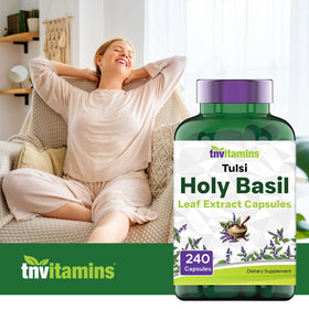 Gros plan sur une capsule de Basilic Sacré tnvitamins