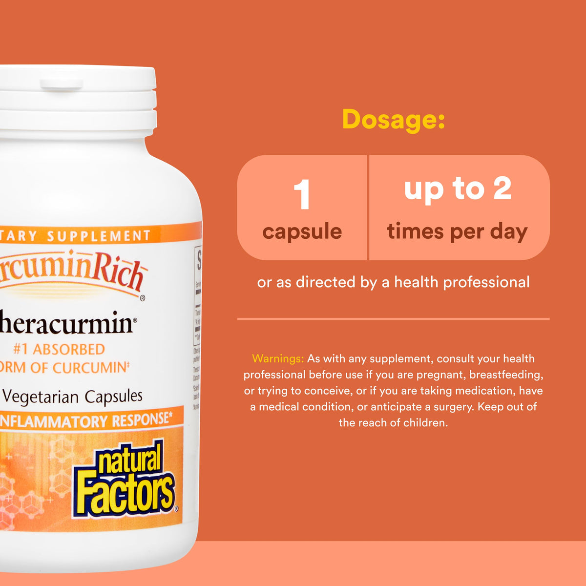 Gros plan sur une capsule de CurcuminRich Theracurmin de Natural Factors