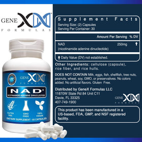 Gros plan sur une capsule de Genex Formulas NAD+ 250mg