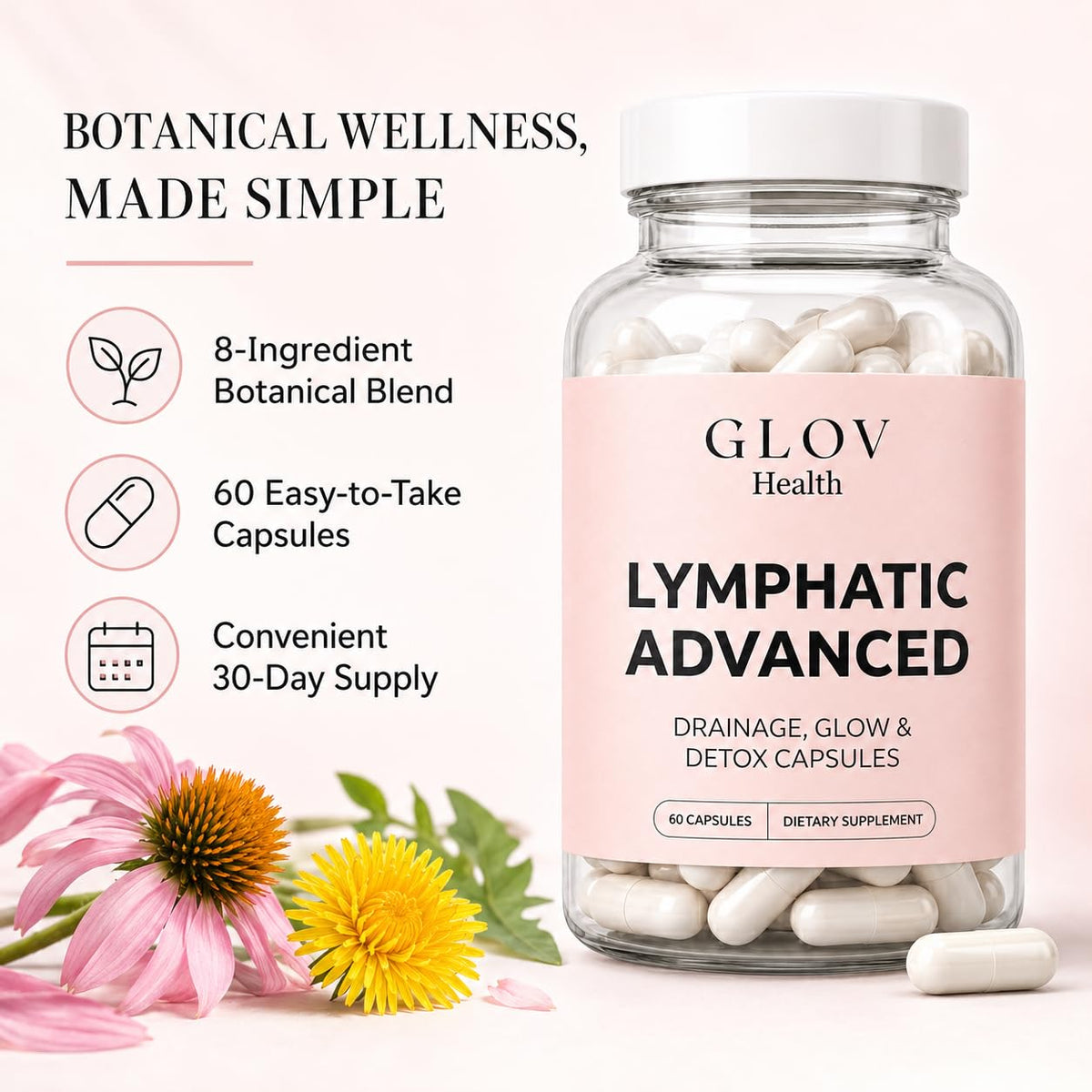 Gros plan sur une capsule de Glov Health
