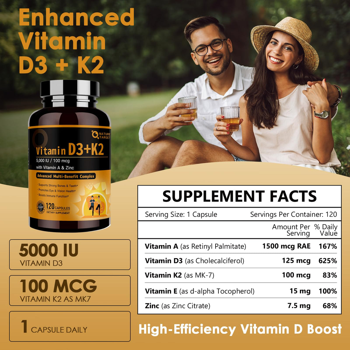 Gros plan sur une capsule de NATURE TARGET D3 K2