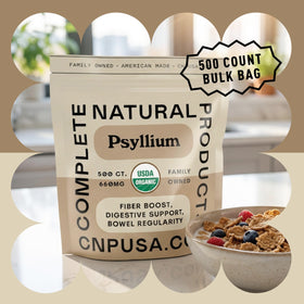 Gros plan sur une capsule de psyllium biologique