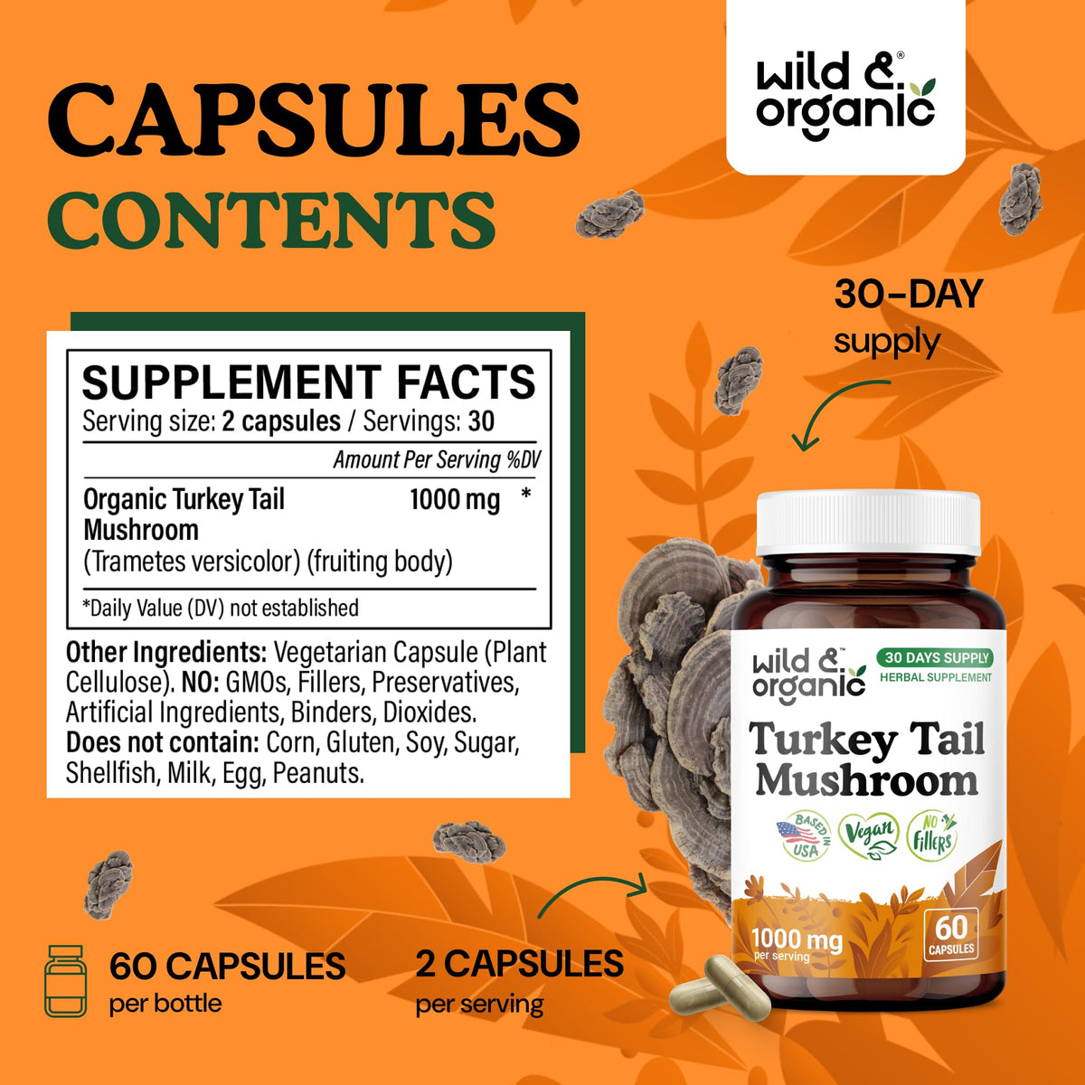 Gros plan sur une capsule de queue de dinde Wild & Organic