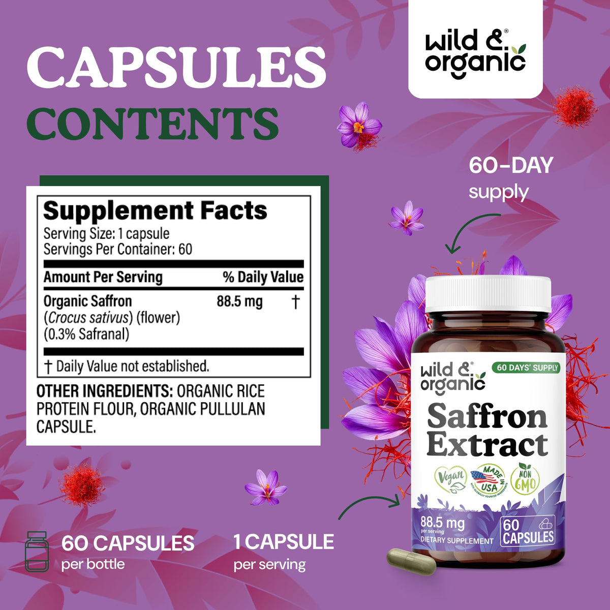 Gros plan sur une capsule de safran Wild & Organic