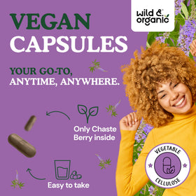 Gros plan sur une capsule de Vitex Wild & Organic