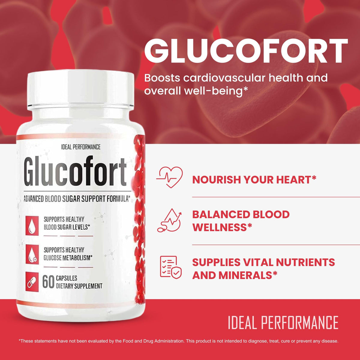 Gros plan sur une capsule Glucofort de IDEAL PERFORMANCE