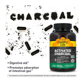 Gros plan sur une capsule végétale de charbon actif Country Life