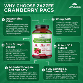Gros plan sur une capsule Zazzee de PACs de canneberge