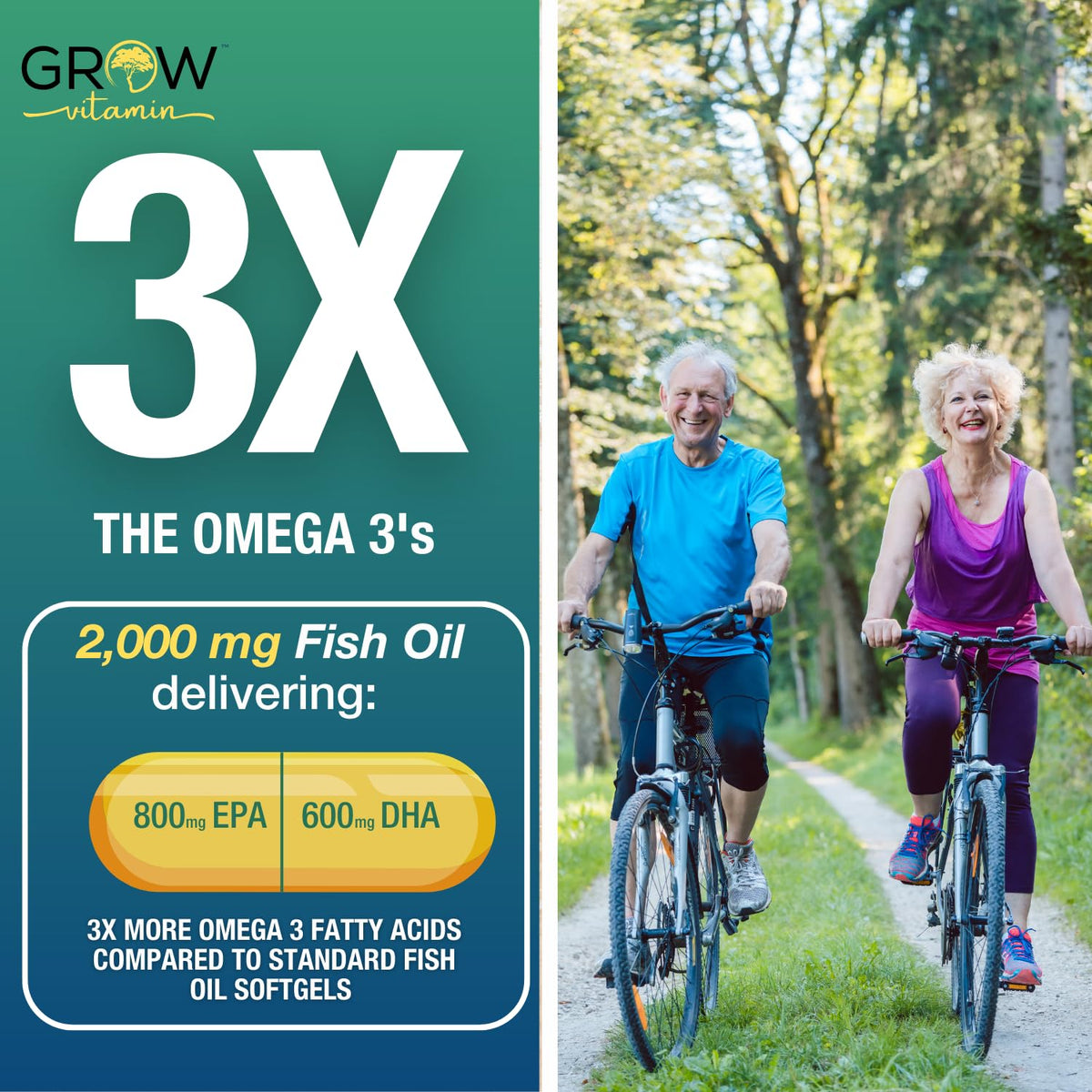 grow vitamin Omega-3 Huile de Poisson gélules en bouteille