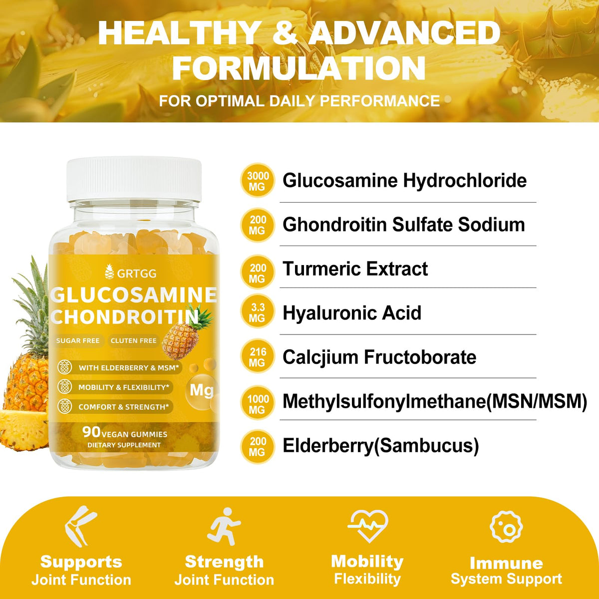 GRTGG Gummies Glucosamine Chondroïtine 3000mg gummies en forme de fruits