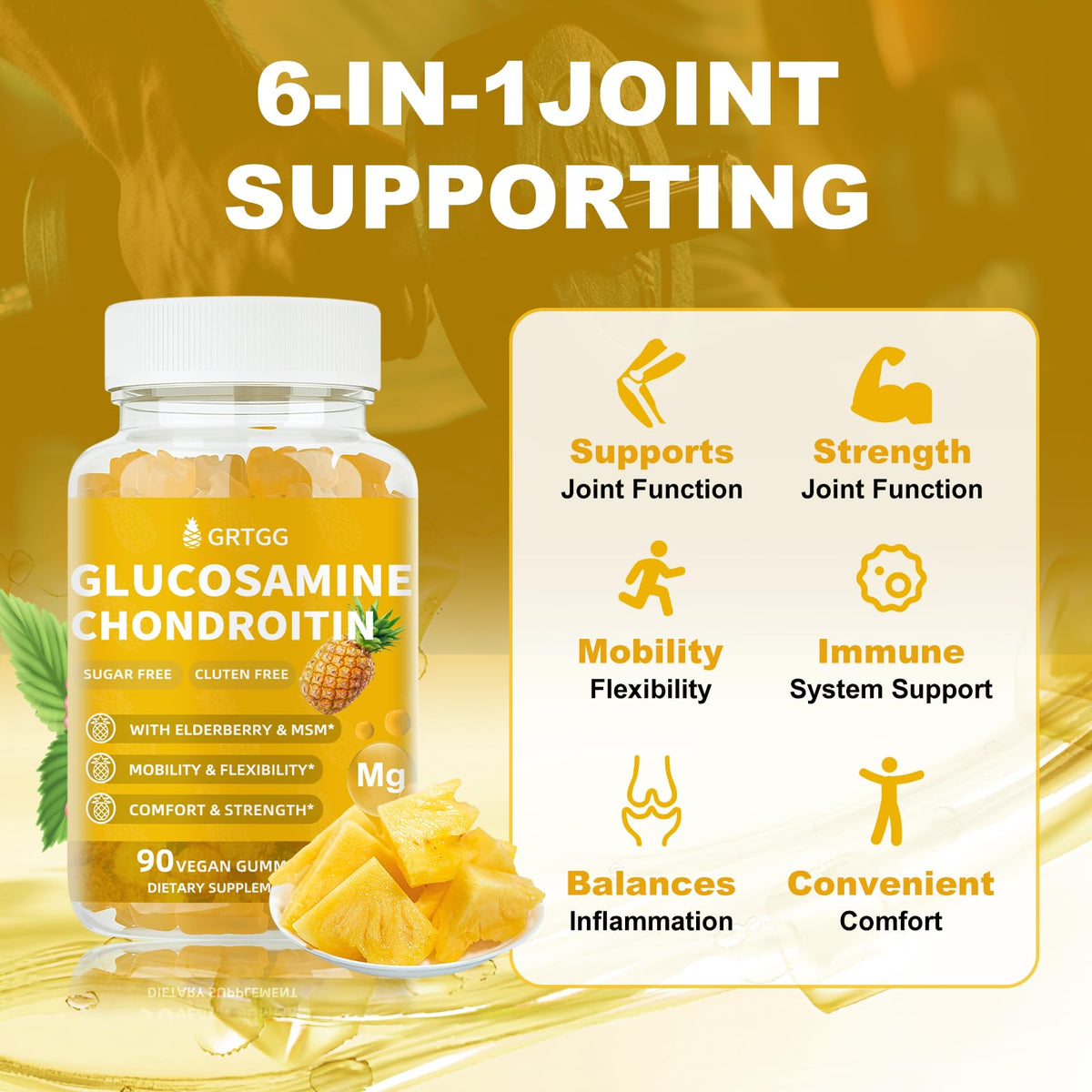 GRTGG Gummies Glucosamine Chondroïtine 3000mg ingrédients sur l'étiquette