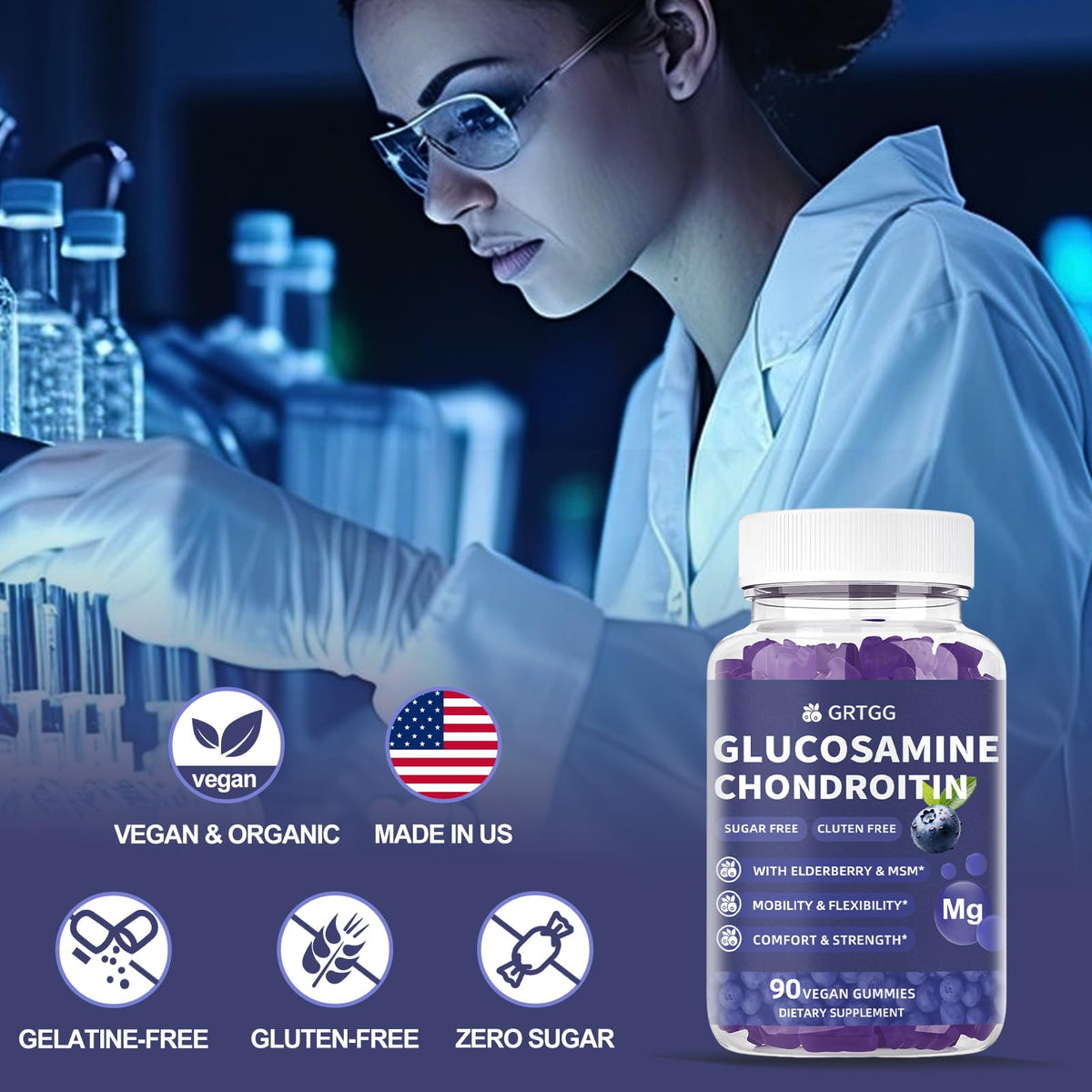 GRTGG Gummies Glucosamine Chondroitine 3000mg sur une assiette