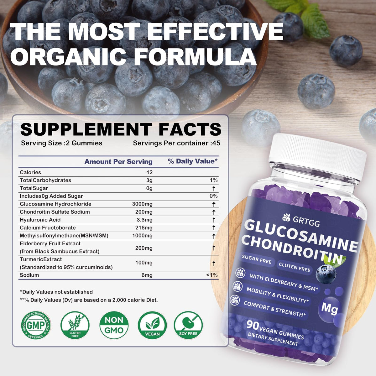 GRTGG Gummies Glucosamine Chondroitine 3000mg vue de face