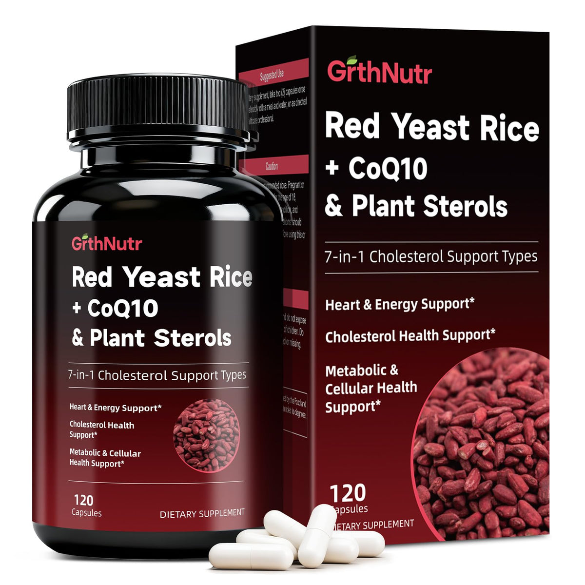 GrthNutr Riz Rouge 1200mg CoQ10 - avant du produit
