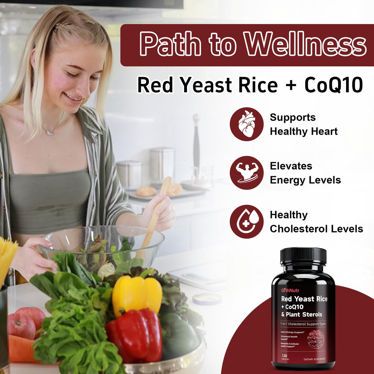 GrthNutr Riz Rouge 1200mg CoQ10 - gélules