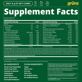 Grüns Gummies Multivitamines affichage des vitamines