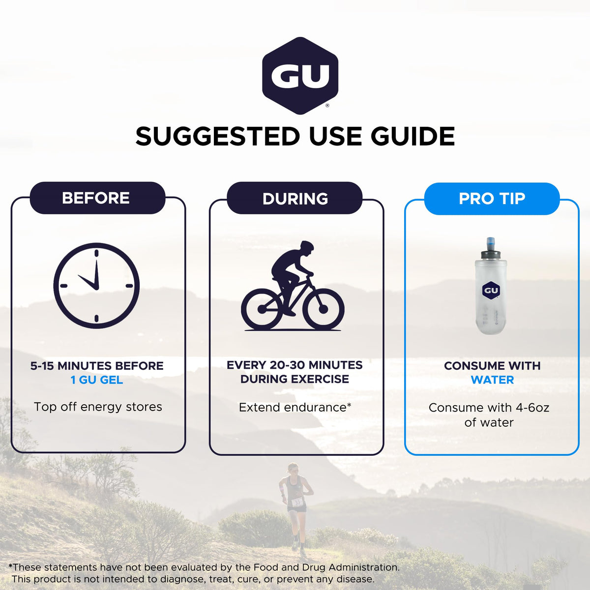 GU Energy Gel Pêche Acide en action pendant l'entraînement
