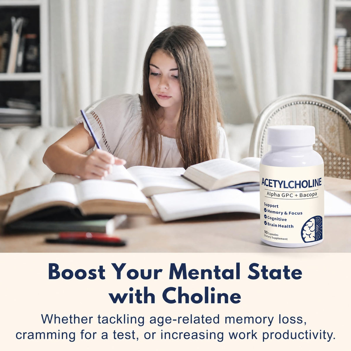 Guanshiya Acétylcholine 90 capsules sur une table