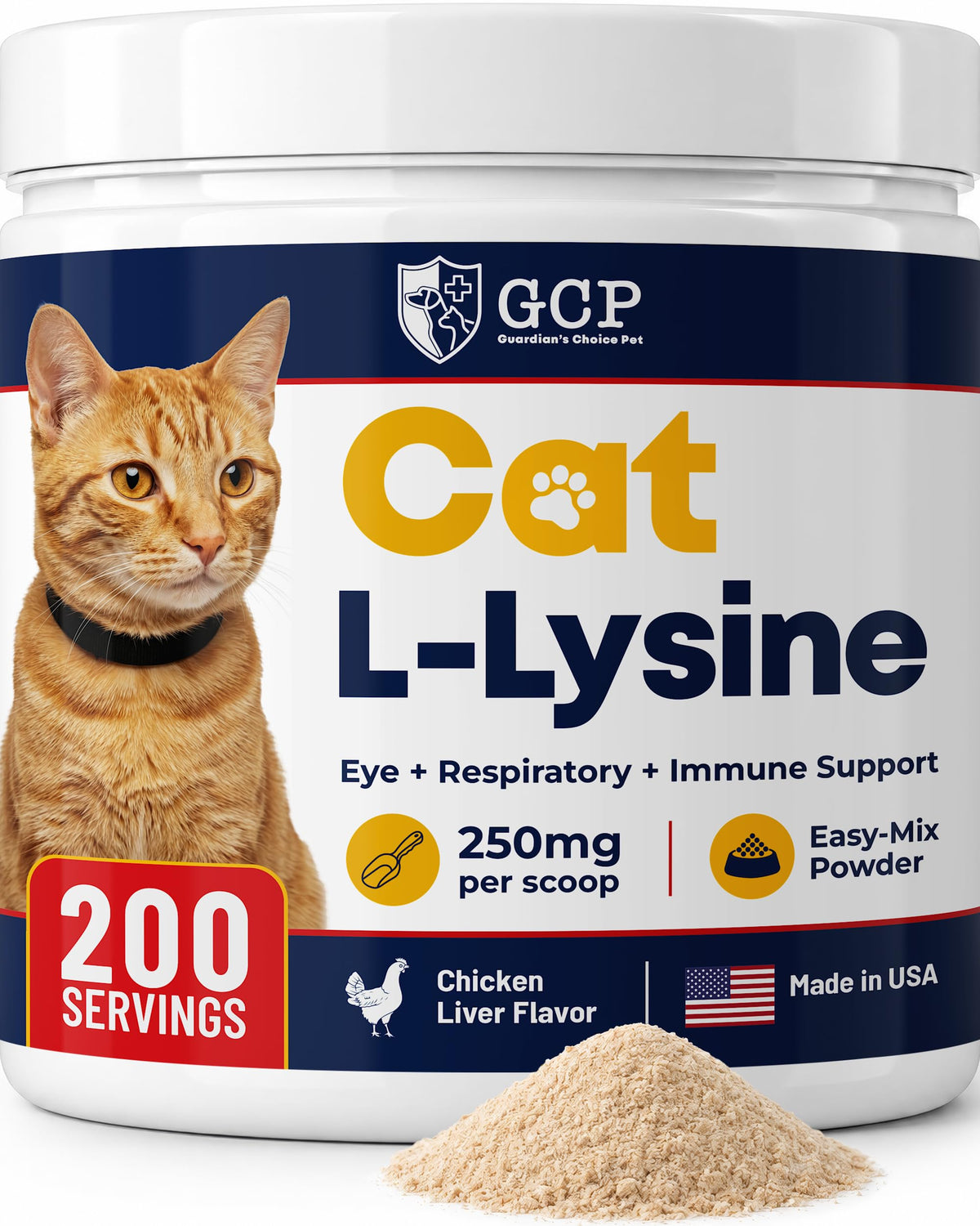Guardian's Choice L-Lysine en poudre pour chats, pot de 200 portions