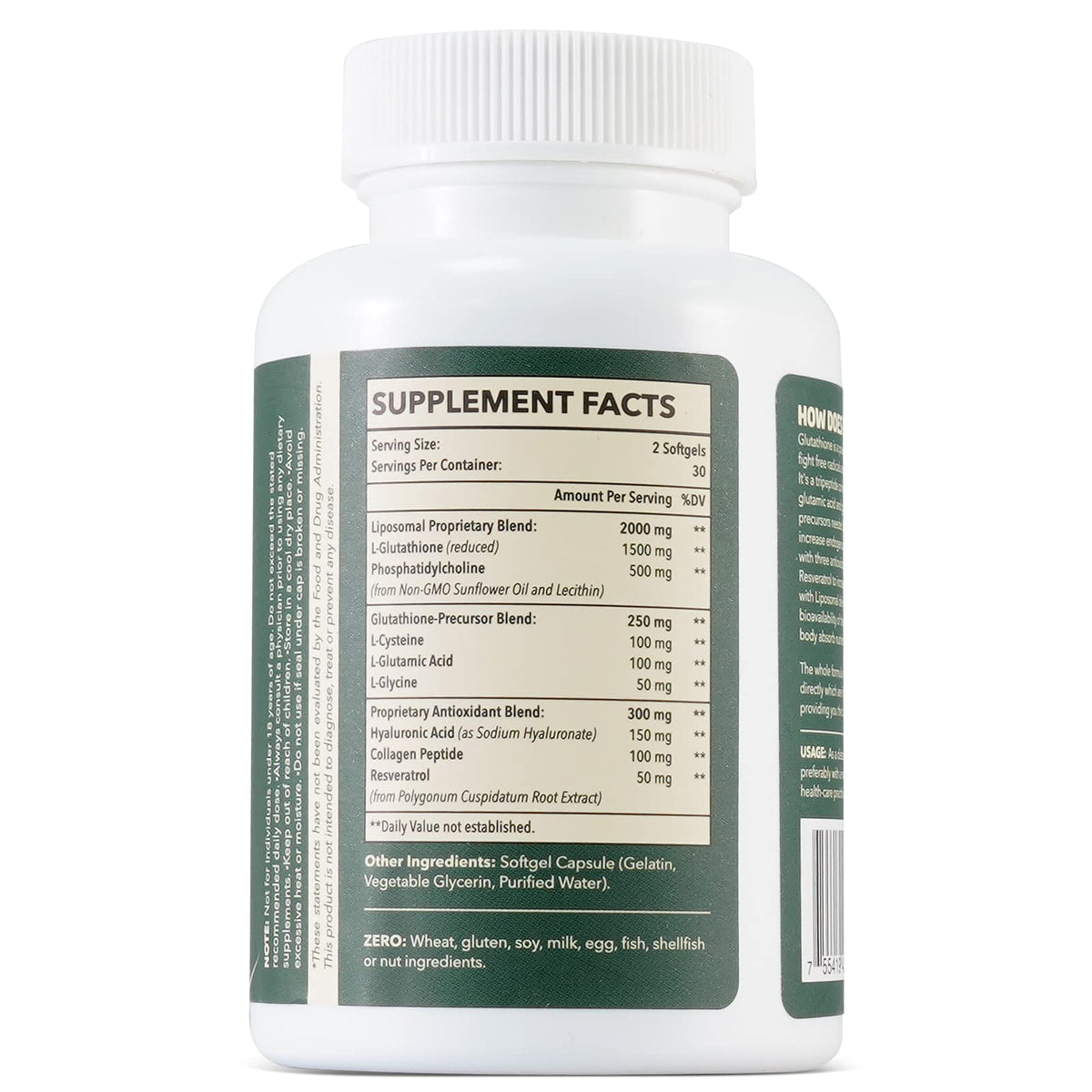 Guigmiens Glutathione Liposomal 2000 MG arrière de la boîte