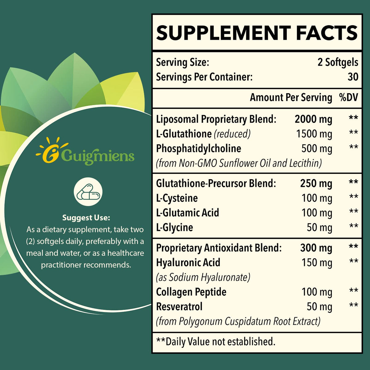 Guigmiens Glutathione Liposomal 2000 MG capsules