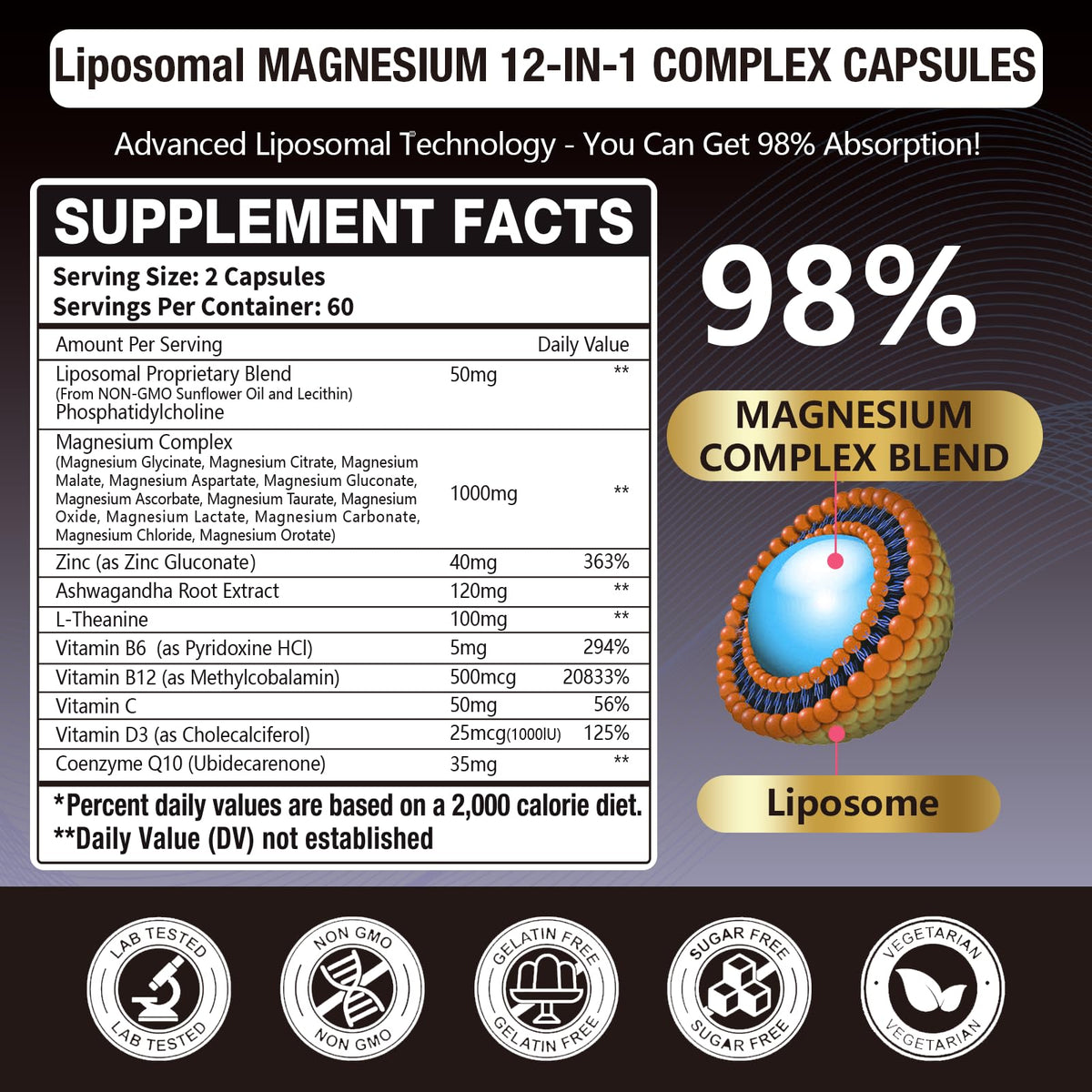Gulapelst Complex de Magnésium Liposomal 1400mg, capsules à l'intérieur de l'emballage