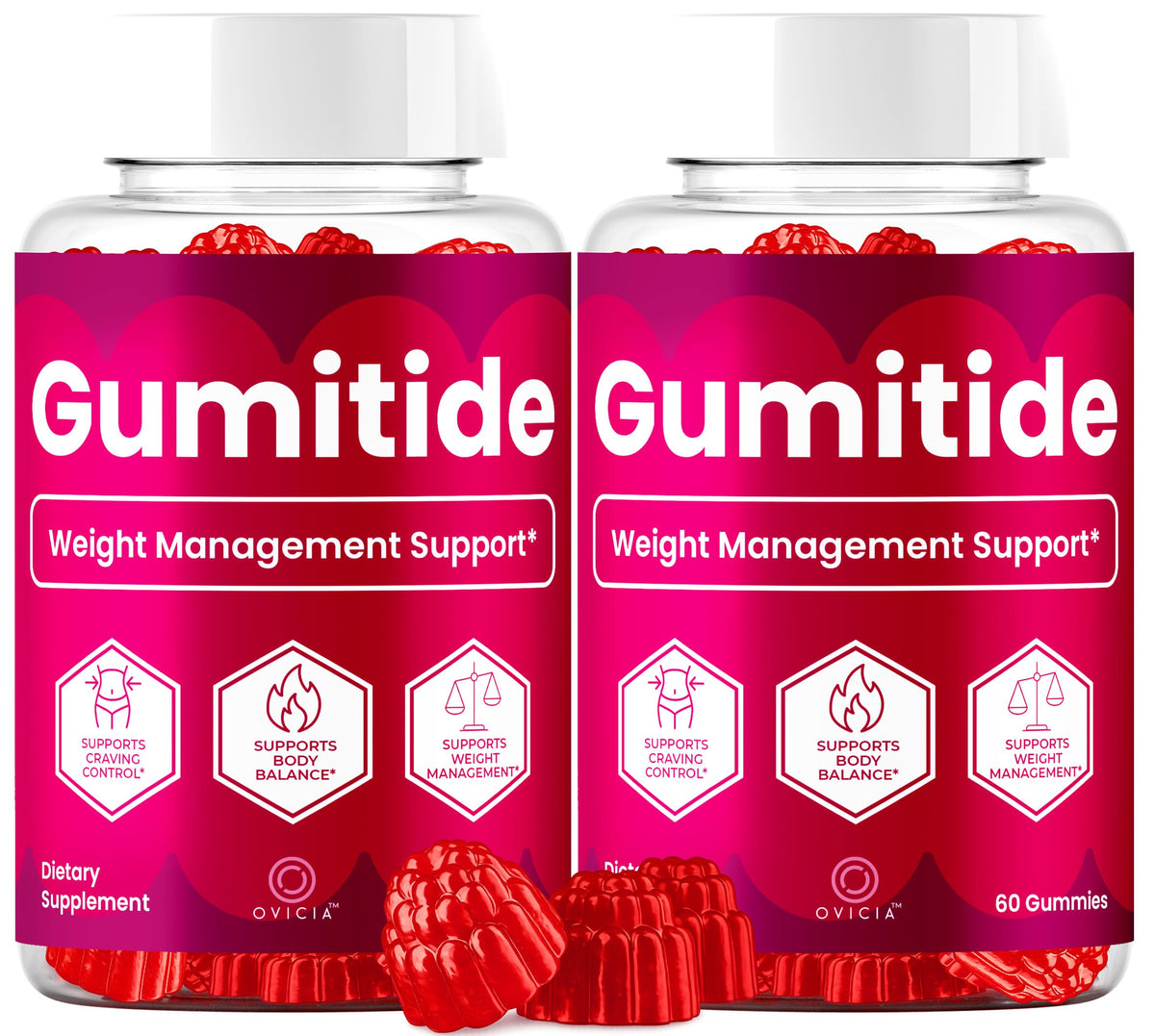 Gumitide Gummies d'OVICIA 120 unités en vue de face