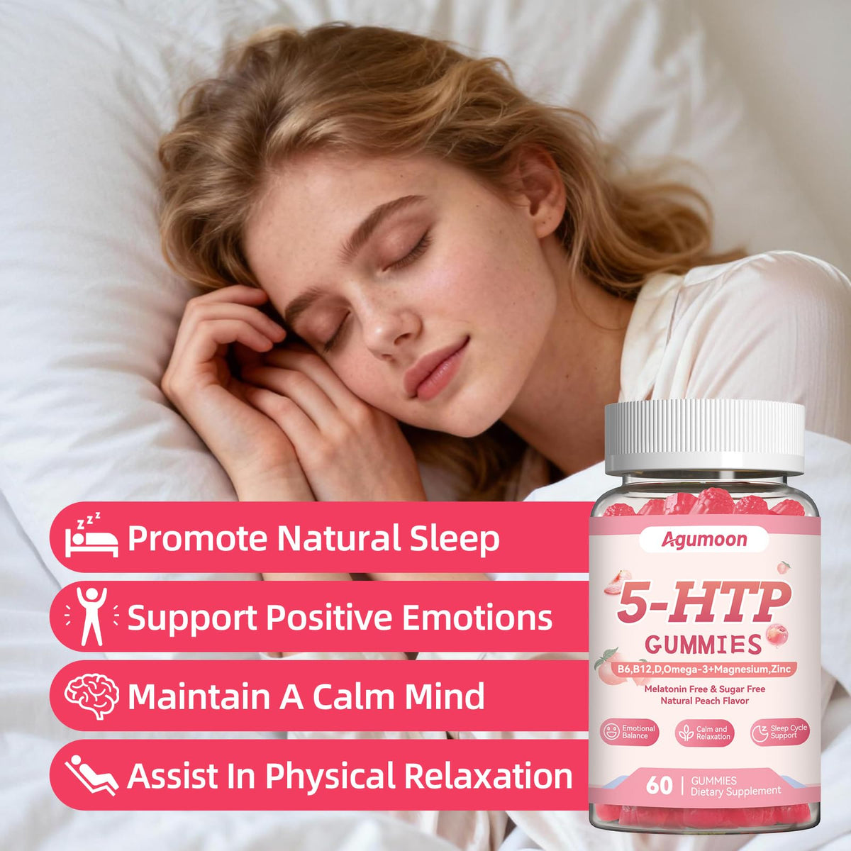 Gummies 5-HTP d'Agumoon sur une table