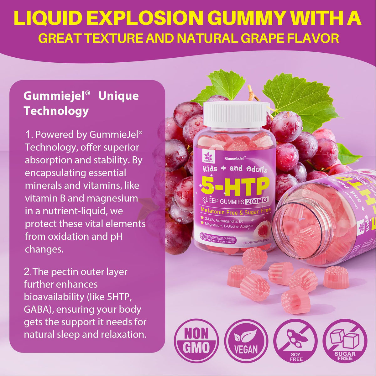 Gummies 5HTP LILICARE avec une étiquette claire