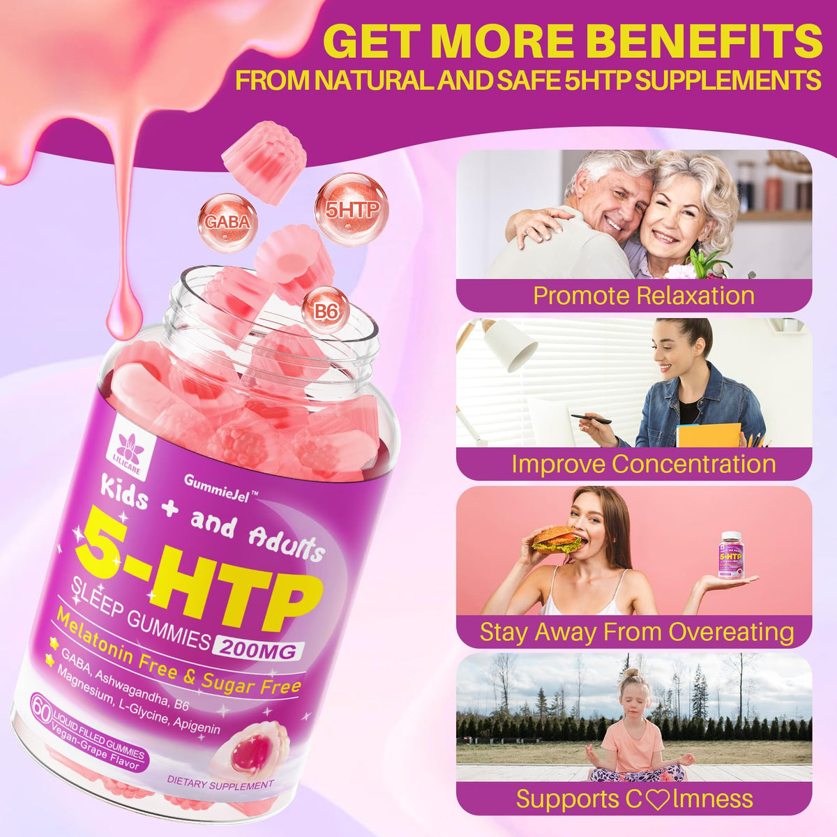 Gummies 5HTP LILICARE sur une table, ambiance familiale
