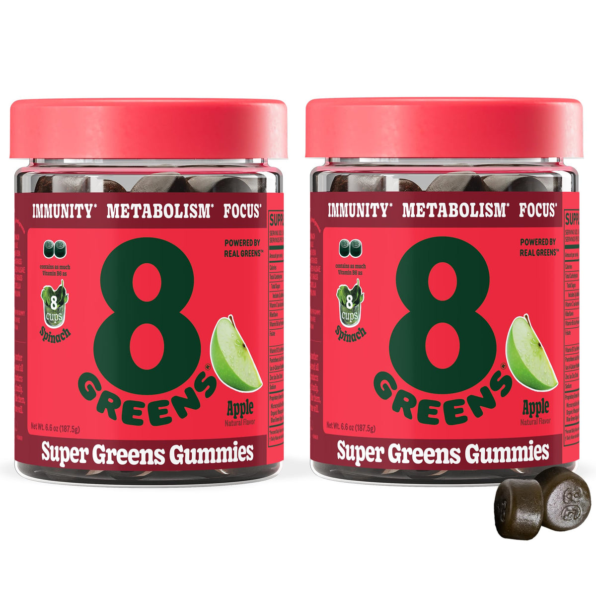 Gummies 8G Supergreens saveur pomme en pot de 100 unités
