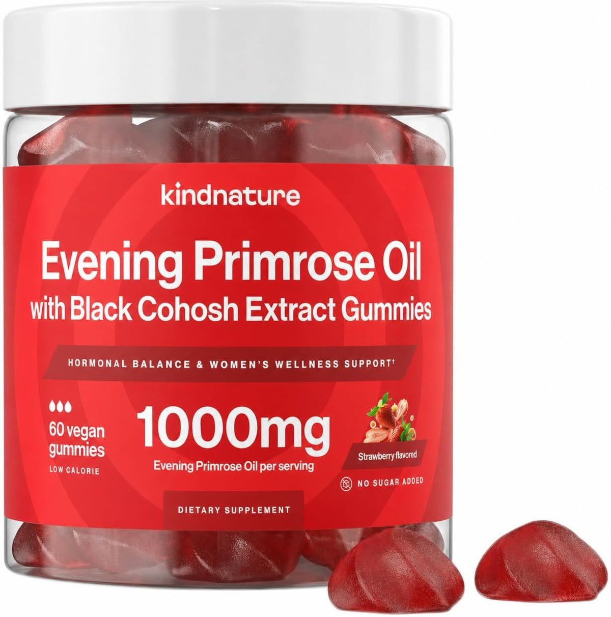 Gummies à l'huile de bourrache 1000mg de kindnature, vue de face