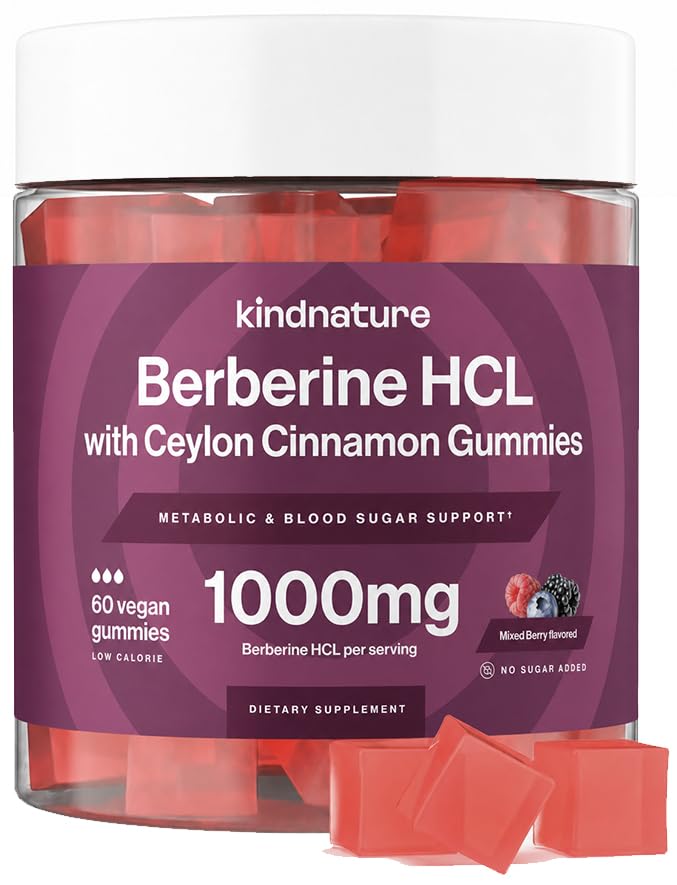Gummies à la Berbérine 1000mg de kindnature, vue avant du produit
