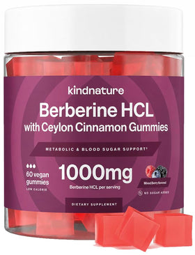 Gummies à la Berbérine 1000mg de kindnature, vue avant du produit