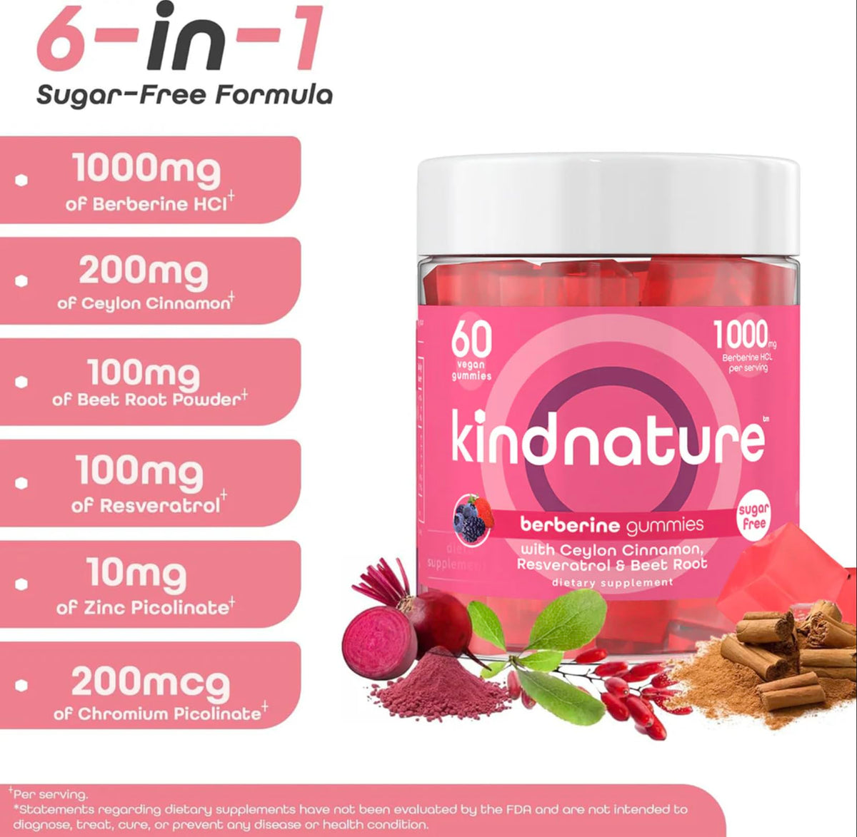 Gummies à la Berbérine 1000mg de kindnature, vue latérale