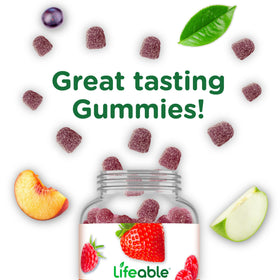 Gummies à la biotine Lifeable avec un verre d'eau