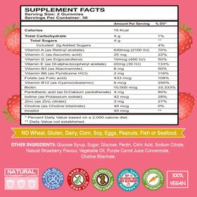 Gummies à la biotine VEGEPOWER montrant la texture et la couleur